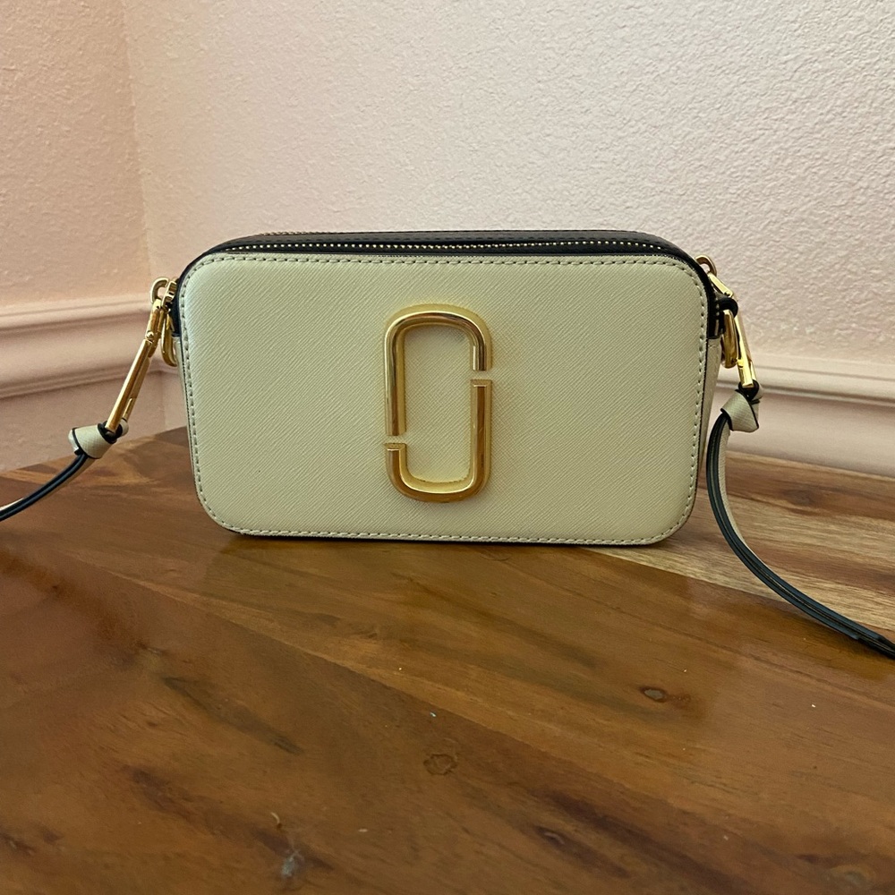 Marc Jacobs Cream Crossbody Bag with Gold Accent